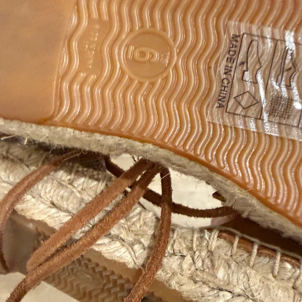 Soludos Tan Leather Lace-Up Espadrilles